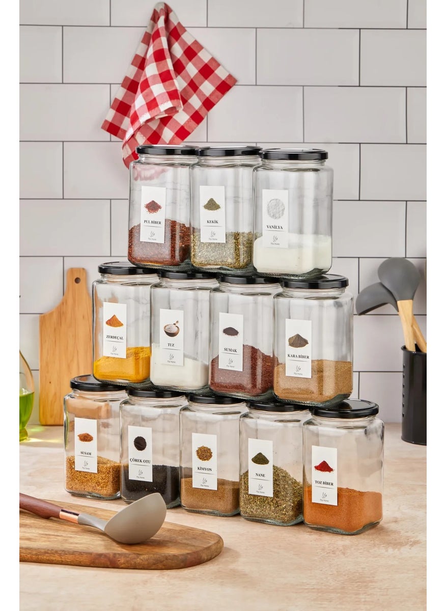 Fbz Home Labeled 12 Pieces 850 ml Glass Jar Set Storage Container  - Image 3