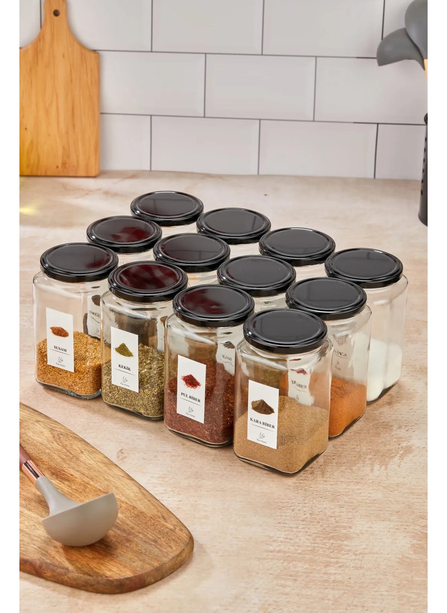 Fbz Home Labeled 12 Pieces 850 ml Glass Jar Set Storage Container  - Image 5