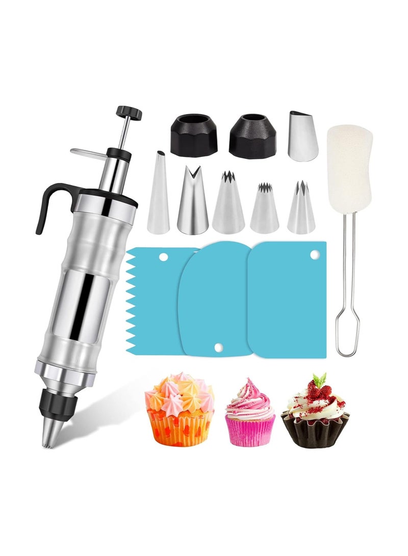 general Cake Decorating Kit with Piping Bag and Tip Set, Stainless Steel Cake Decorating Tools 6-Piece Piping Nozzle Set for Frosting and Decorating Cake Frosting Tools for DIY Cake Decorating and Baking Supplies - Image 1