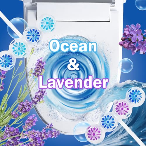 SCENTORINI 4-in-1 Toilet Bowl Cleaner Rim Hanger, Hanging Automatic Toilet Bowl Freshener, 4 Ocean & 4 Lavender Scent, Toilet Bowl Cleaning Balls Long-Lasting up to 30 Days - Image 2
