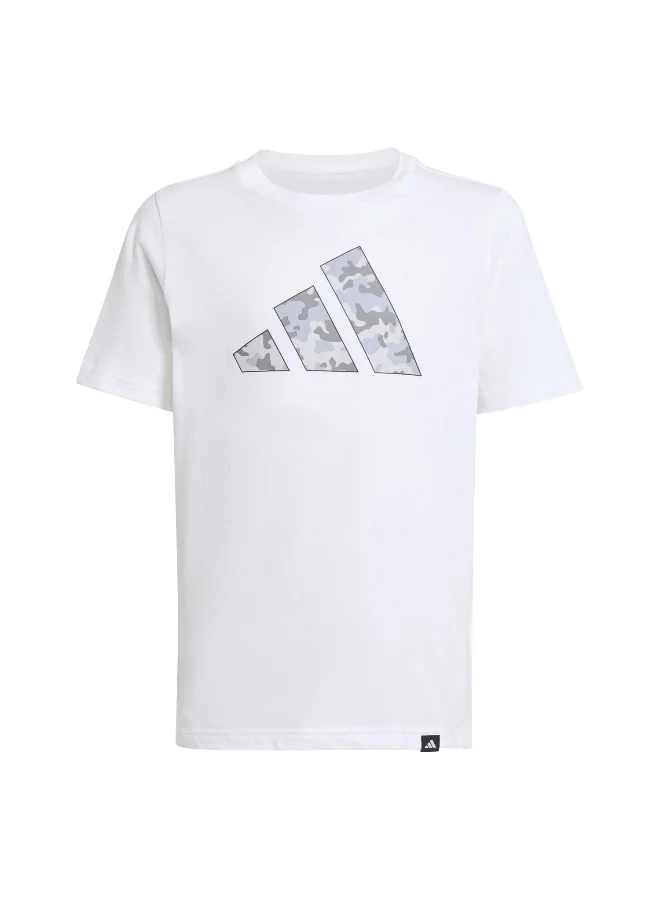 Adidas J Camo T White Training T-Shirts For Junior 7-8Y