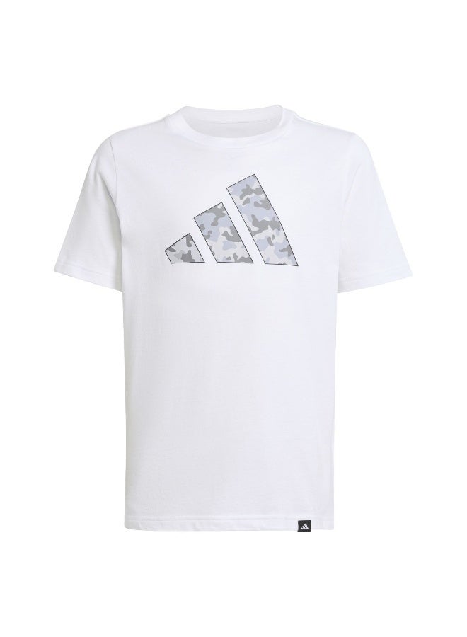 Adidas J Camo T White Training T-Shirts For Junior 7-8Y - Image 1
