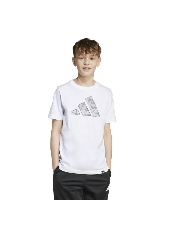 Adidas J Camo T White Training T-Shirts For Junior 7-8Y - Image 2