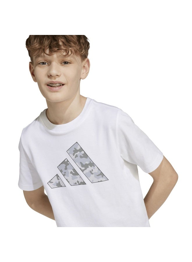 Adidas J Camo T White Training T-Shirts For Junior 7-8Y - Image 5