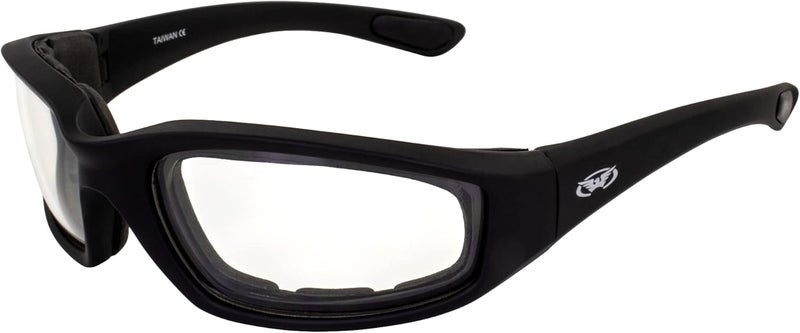 Global Vision Kickback Motorcycle Glasses - Black Frame with Clear Lens - Image 1