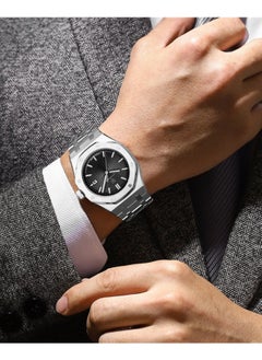 Silver shell black surface steel belt