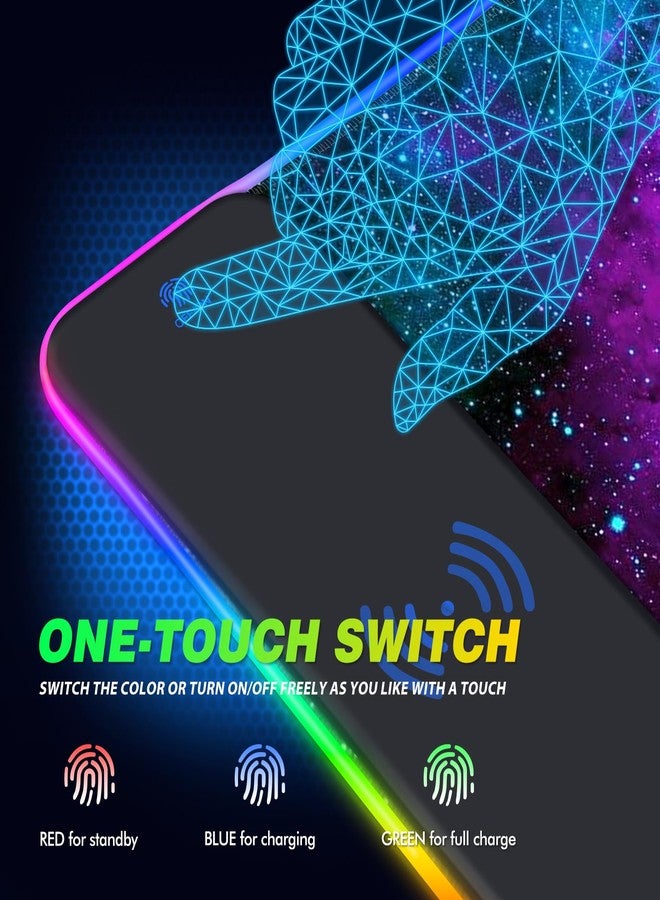 AIMSA Wireless Charging RGB Gaming Mouse Pad 15W, Extended LED Desk Mat Protector 800x300x4MM, 14 Light Modes Extra Large Mousepad Non-Slip Rubber Base Desk Mat, Galaxy Nebula Universe - Image 4