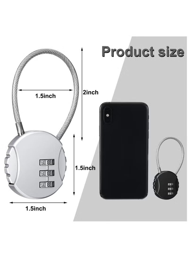 4 Pieces 3 Digit Combo Number Locks, Combination Locks, Luggage Lock Waterproof Travel Padlocks for School Gate Fence Cabinet Toolbox Suitcase Gym, Hasp Storage (Black, Silver ) - Image 2
