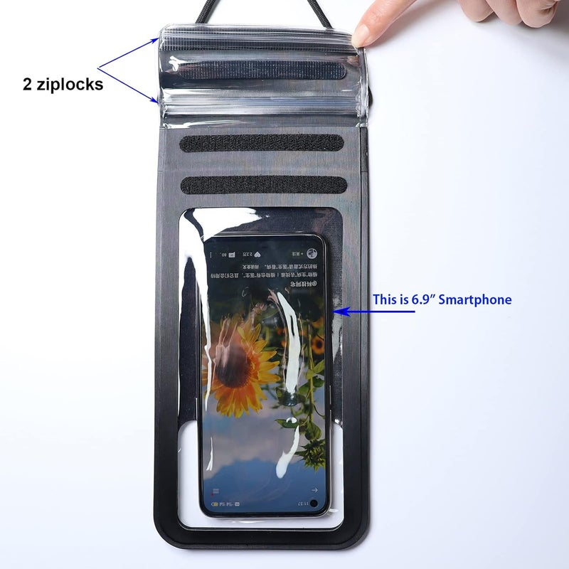 Baitoo Waterproof Phone Pouch,IPX8 Waterproof Phone Case Bag Holder for iPhone 14 Pro Max/14 Plus/13/13 Pro Max/12/12 Pro Max/11/11 Pro Max/Xs Max/XR Samsung up to 6.9" for Kayaking Swimming(Black) - Image 4