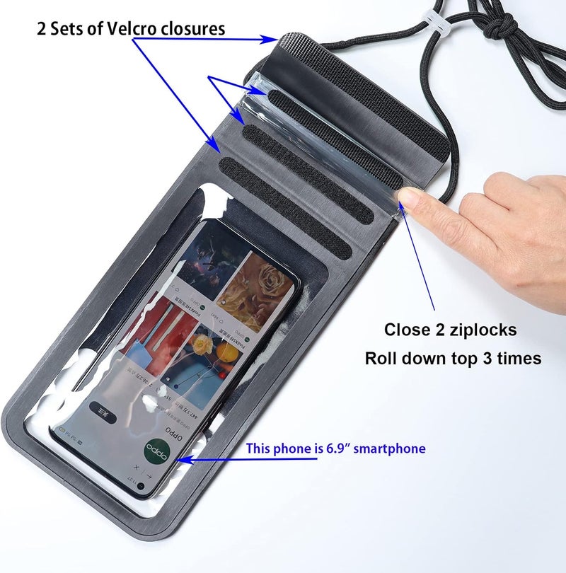 Baitoo Waterproof Phone Pouch,IPX8 Waterproof Phone Case Bag Holder for iPhone 14 Pro Max/14 Plus/13/13 Pro Max/12/12 Pro Max/11/11 Pro Max/Xs Max/XR Samsung up to 6.9" for Kayaking Swimming(Black) - Image 5