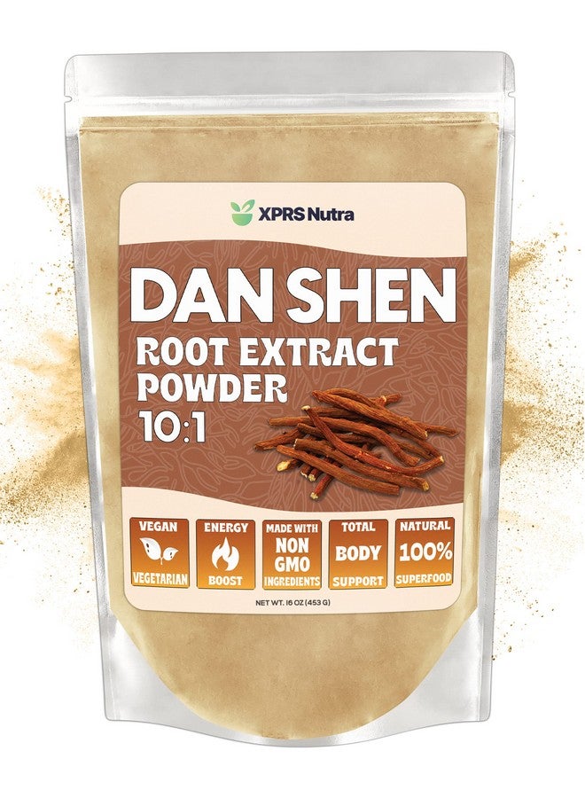 XPRS Nutra Dan Shen Root Extract Powder 10:1- Premium Dan Shen (Red Sage) Concentrated Powder - Vegan Friendly Danshen (16 oz) - Image 1