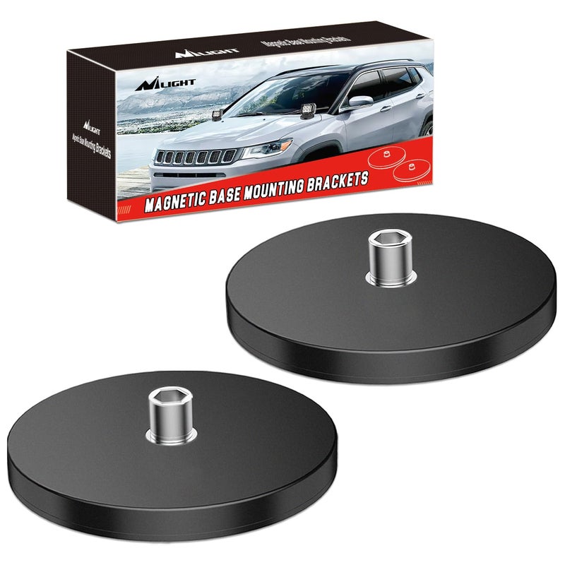 Nilight 2PCS Magnetic Base LED Light Bar Mounting Brackets, Powerful Sucker Holder for Bottom-Mounted Offroad Work Auxiliary Lamps Mounts on Hood A-Pillar - Image 1