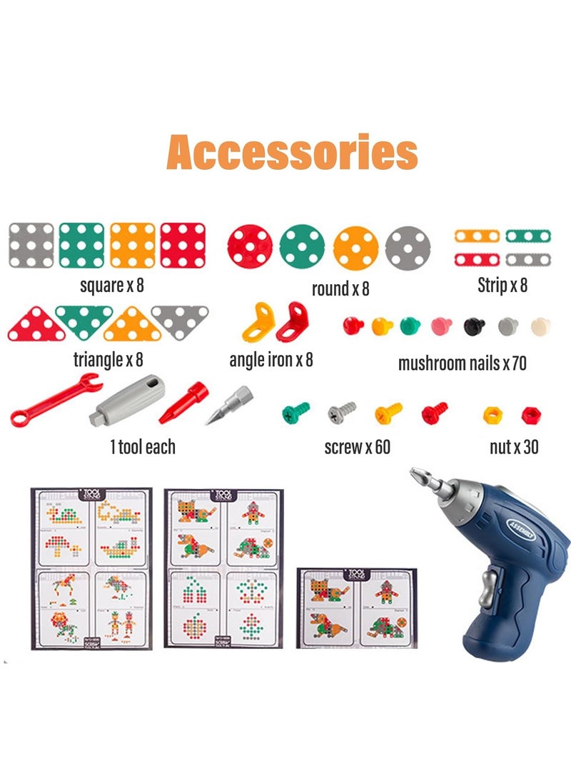 Magic Montessori Play Toolbox with Drill, 203Pcs Magic Montessori Play Toolbox Bear-Themed, 2D/3D Creativity Tool Box Montessori Toys Gift for Age 3-12 Years Old Boys Kids, Girls - Image 3