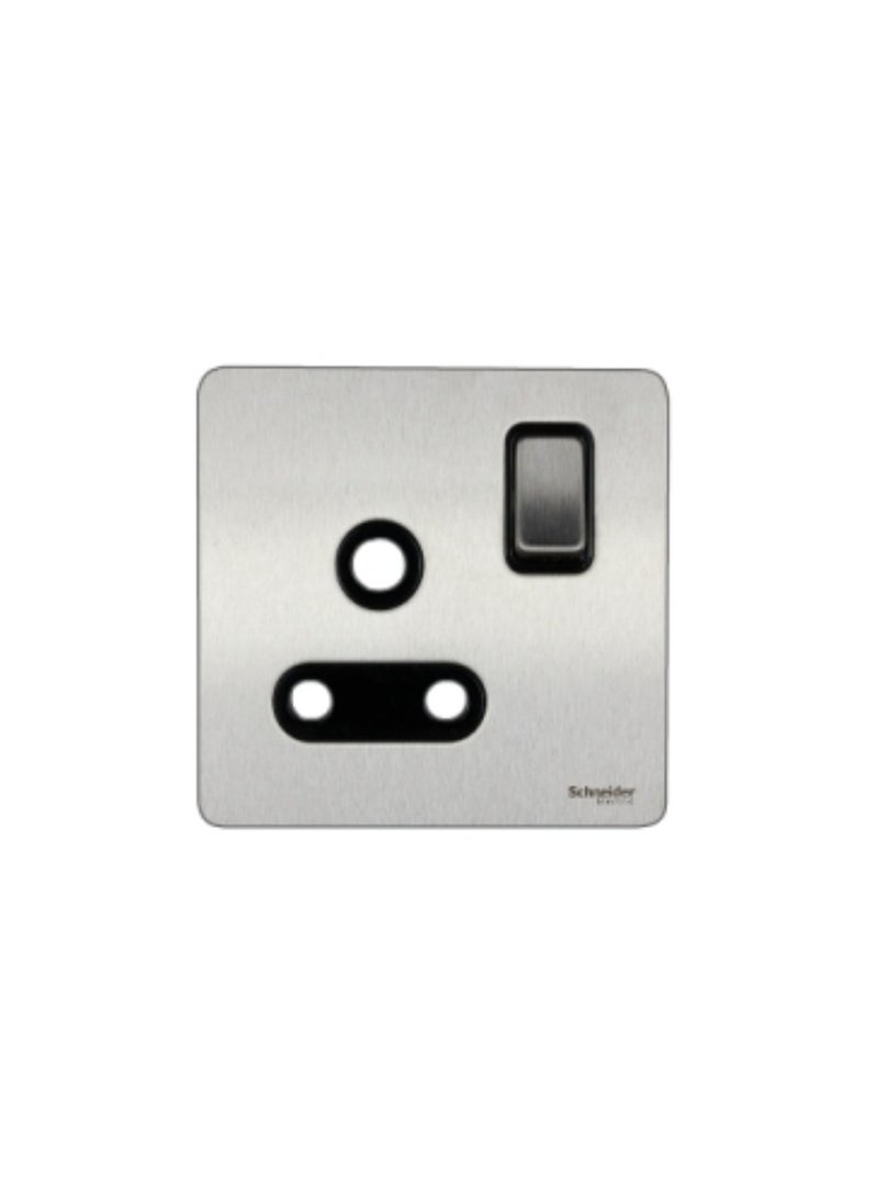 Schneider Electric Switched socket, Ultimate Screwless flat plate, 1P, screw terminal, IP20, stainless steel - GU3490-BSS