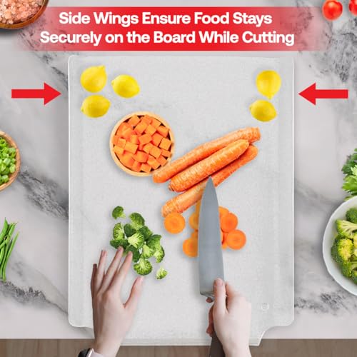 Better Houseware Acrylic Cutting Board with Counter Lip & Side Wings - 14.5” x 19” - Non-Slip Rubber Feet, BPA-Free, Scratch Resistant, Lightweight, Pebble Acrylic Finish, Kitchen Counter Protector - Image 2