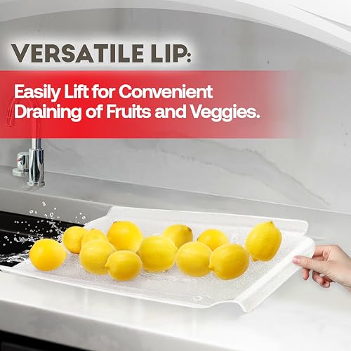 Better Houseware Acrylic Cutting Board with Counter Lip & Side Wings - 14.5” x 19” - Non-Slip Rubber Feet, BPA-Free, Scratch Resistant, Lightweight, Pebble Acrylic Finish, Kitchen Counter Protector - Image 3
