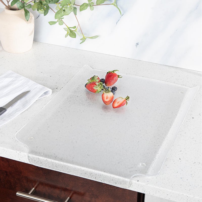 Better Houseware Acrylic Cutting Board with Counter Lip & Side Wings - 14.5” x 19” - Non-Slip Rubber Feet, BPA-Free, Scratch Resistant, Lightweight, Pebble Acrylic Finish, Kitchen Counter Protector - Image 1