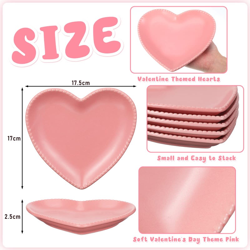 Meanplan 12 pcs Heart Shaped Plates Ceramic Salad 6.9 Inches Ceramic Graduation Plates Dinner Heart Shaped Serving Dish Dessert Elegant for Kitchen Steak Snacks(Pink) - Image 2