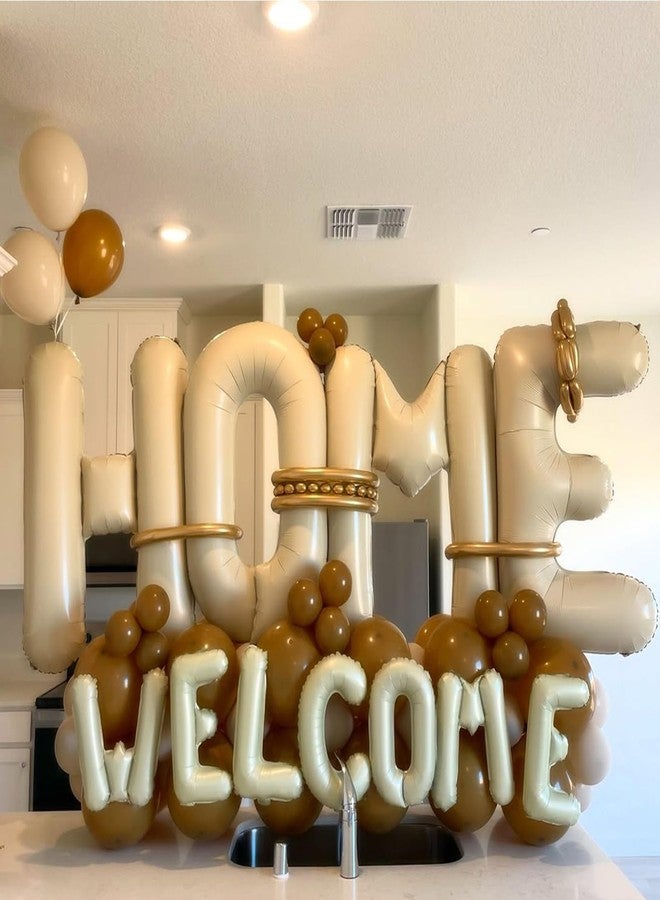 Togvu 40 Inch Beige WELCOME HOME Letter Balloon for Housewarming Party Decoraction, Large Cream White HOME Foil Balloon Banner, New Home Balloon Sign for Sweet Homecoming Celebration Welcome Home Baby Decor - Image 4
