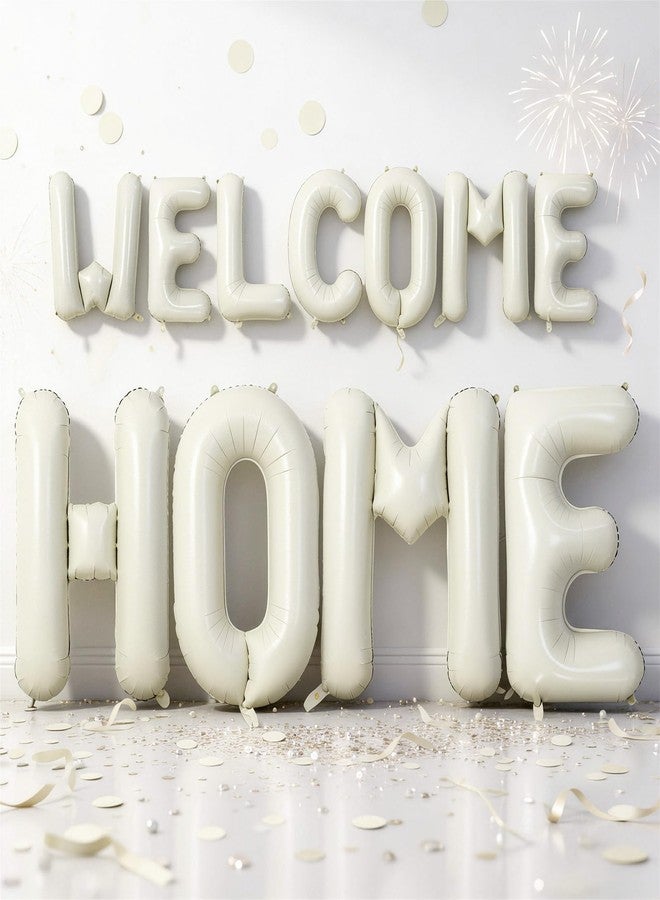 Togvu 40 Inch Beige WELCOME HOME Letter Balloon for Housewarming Party Decoraction, Large Cream White HOME Foil Balloon Banner, New Home Balloon Sign for Sweet Homecoming Celebration Welcome Home Baby Decor - Image 1
