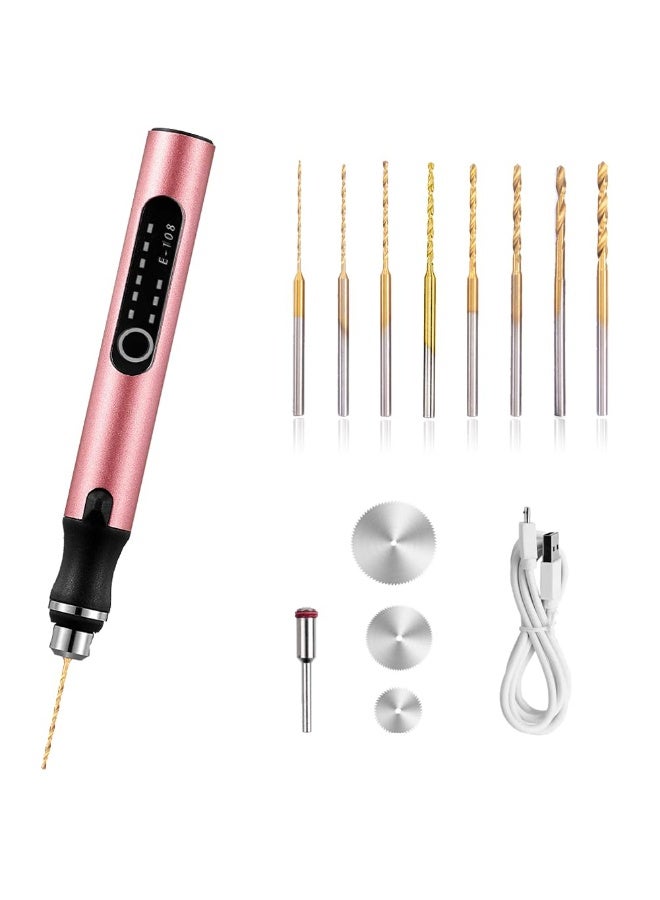 KISSUN 3-Speed Cordless Mini Drill Pen With 8 Small Drill Bits,Rechargeable Electric Hand Drill Pin Vise,Resin Drill Set For Jewelry Making,Resin,Plastic,Wood,Keychains DIY (PINK) - Image 1