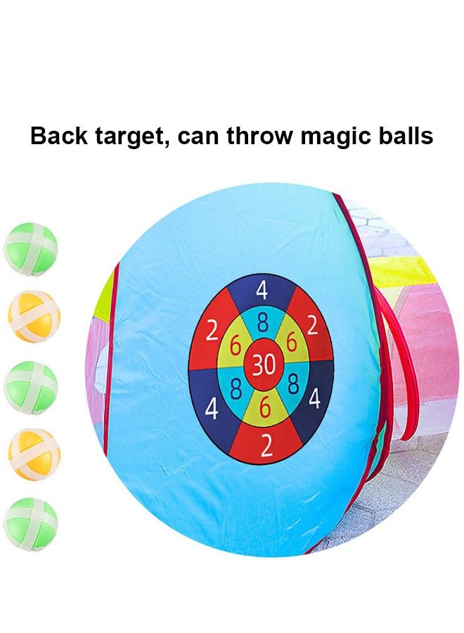 Portable 3 in 1 Foldable Pop Up Indoor Outdoor Play Tent with Tunnel and Ball Pool for Kids - Image 4