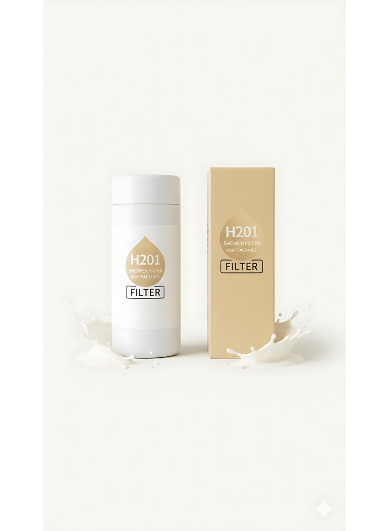 H201 Milk-flavored shower filter - Powered by Vitamin C - Water purifier with triple technology - Ideal shower head filter for treating dry skin and hair loss