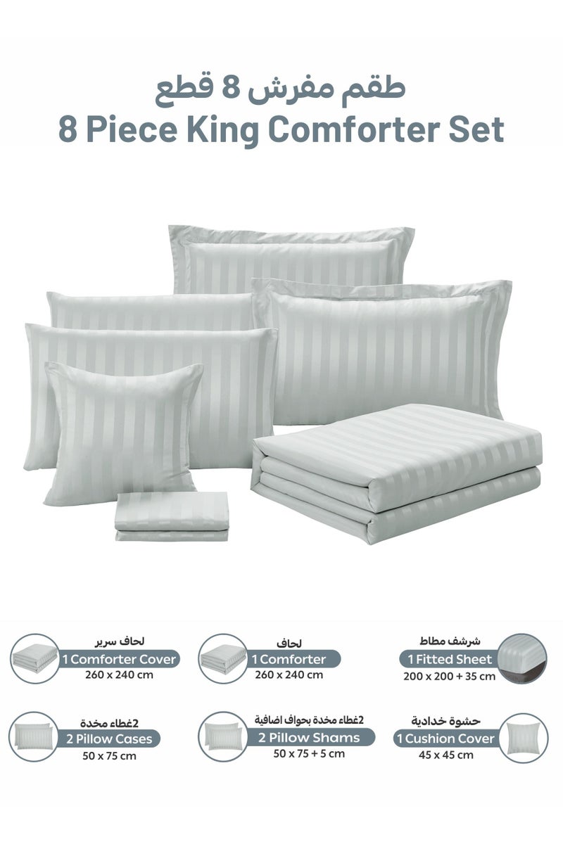 دوناتيلا طقم لحاف مخطط، مقاس كينج  سم،  قطع مفروشات فندقية بحشوة  جرام - لحاف، غطاء لحاف، شرشف مزود، أغطية وسائد وغطاء وسادة - Image 4