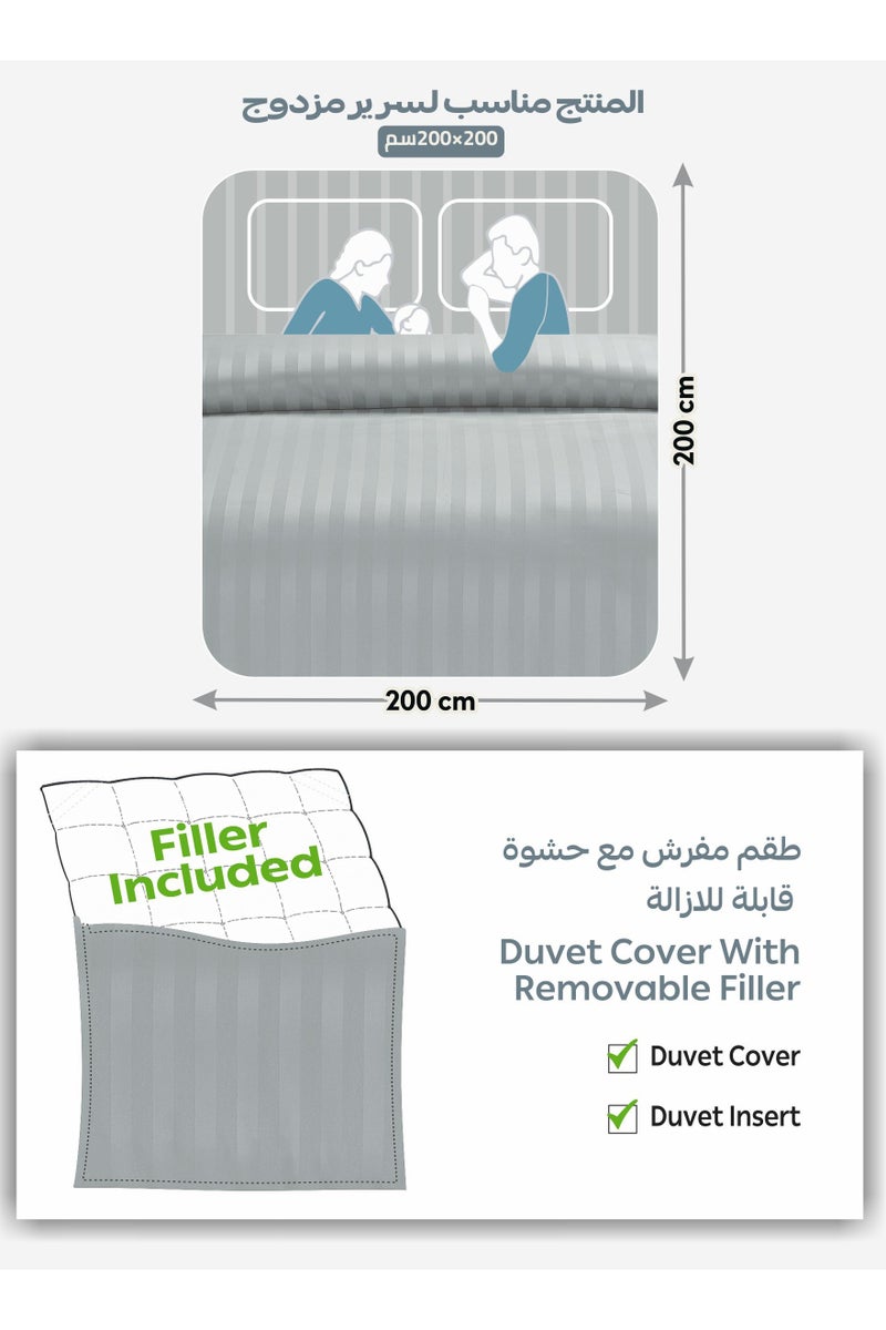 دوناتيلا طقم لحاف مخطط، مقاس كينج  سم،  قطع مفروشات فندقية بحشوة  جرام - لحاف، غطاء لحاف، شرشف مزود، أغطية وسائد وغطاء وسادة - Image 3