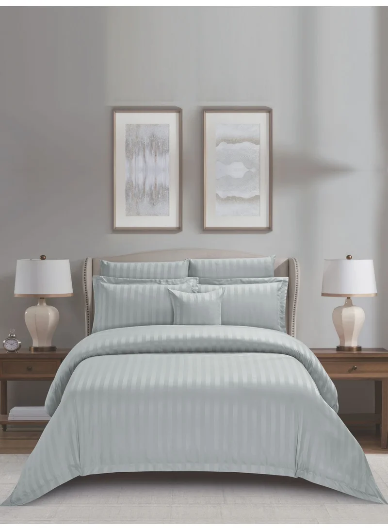 Donetella Striped Comforter Set, King Size Fits 200x200cm, 8-Piece Hotel Bedding with 350 GSM Filling – Comforter, Duvet Cover, Fitted Sheet, Pillowcases &amp; Cushion Cover