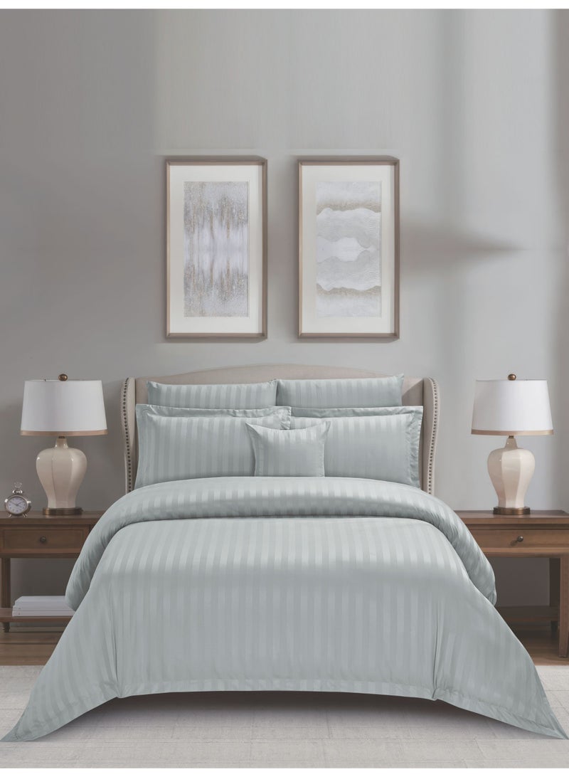 دوناتيلا طقم لحاف مخطط، مقاس كينج  سم،  قطع مفروشات فندقية بحشوة  جرام - لحاف، غطاء لحاف، شرشف مزود، أغطية وسائد وغطاء وسادة - Image 1