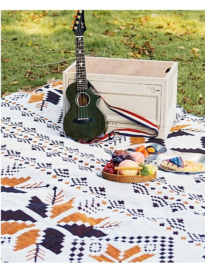 ميكسد بطانية أريكة، بطانية أريكة منسوجة بشرابة هندسية بوهيمية لغرفة النوم، سجادة نزهة مقاومة للرطوبة للأماكن الخارجية، 130 × 180 سم - Image 2