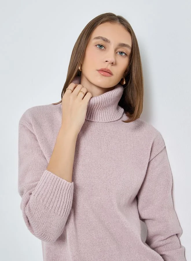 Styli Pink Regular Fit Turtleneck Sweater