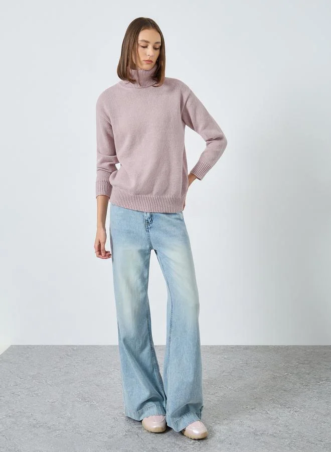 Styli Pink Regular Fit Turtleneck Sweater