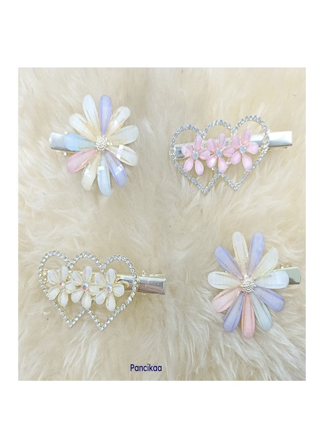 PANCIKAA 4 Pcs Korean Style Set Hairclip Accessories Matte Tic-Tac Hair Clips for Girls & Women (Multicolor) (Alligator Clip) - Image 2