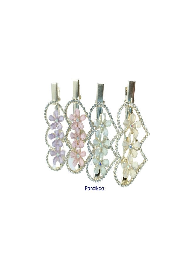 PANCIKAA 4 Pcs Korean Style Set Hairclip Accessories Matte Tic-Tac Hair Clips for Girls & Women (Multicolor) (Alligator Clip) - Image 3