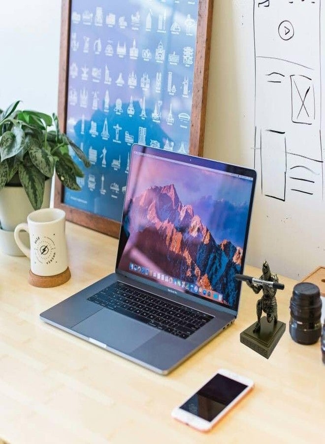 Ofiedx ديكور مكتبي من أوفيدكس على شكل فارس للرجال، حامل أقلام على شكل تمثال محارب من العصور الوسطى مع فتاحة رسائل على شكل سيف، زينة مكتبية من الراتنج، هدية فريدة للأب أو الزوج أو الحبيب أو المدير - Image 5