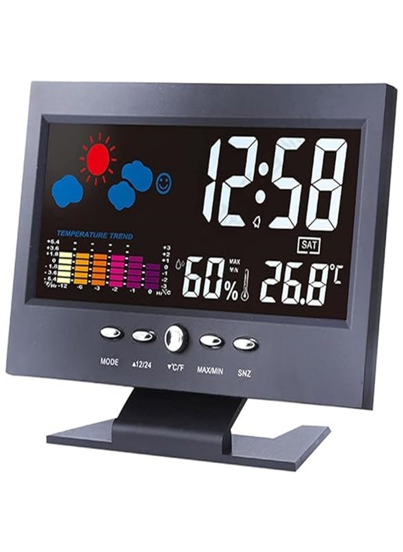 Generic - Digital Alarm Clock Desktop Clock Calendar Date Display Digital Dual Alarm Clock Weather Forecast Clock LED Desk Clock for Office Living Room Elderly Nightstand or Desk Led Clock - Image 1