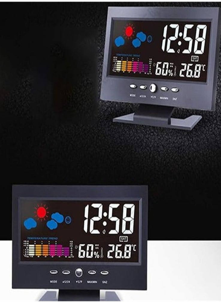 Generic - Digital Alarm Clock Desktop Clock Calendar Date Display Digital Dual Alarm Clock Weather Forecast Clock LED Desk Clock for Office Living Room Elderly Nightstand or Desk Led Clock - Image 1