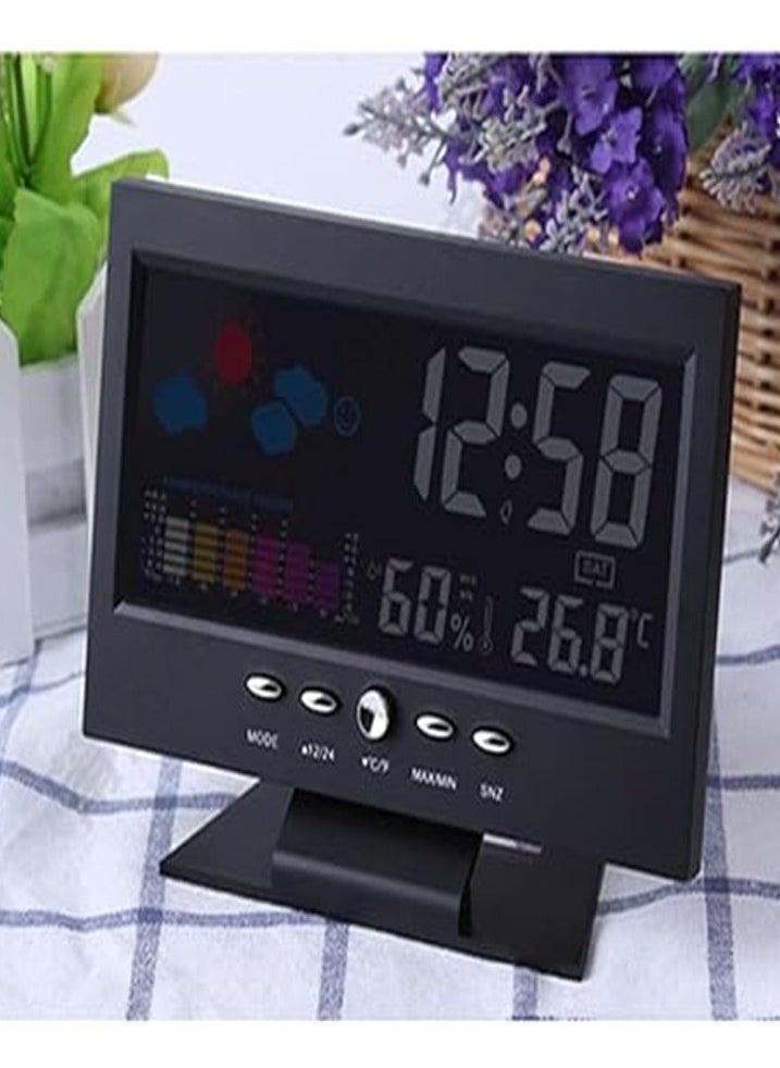 Generic - Digital Alarm Clock Desktop Clock Calendar Date Display Digital Dual Alarm Clock Weather Forecast Clock LED Desk Clock for Office Living Room Elderly Nightstand or Desk Led Clock - Image 1