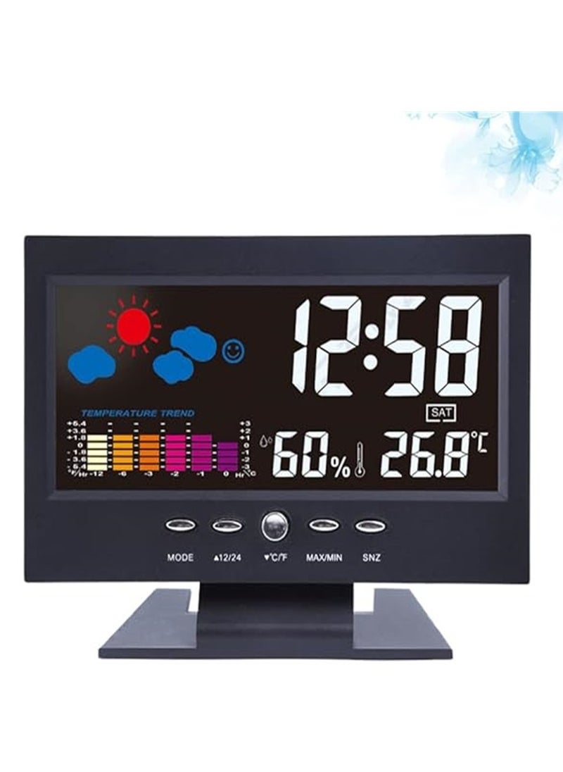 Generic - Digital Alarm Clock Desktop Clock Calendar Date Display Digital Dual Alarm Clock Weather Forecast Clock LED Desk Clock for Office Living Room Elderly Nightstand or Desk Led Clock - Image 1