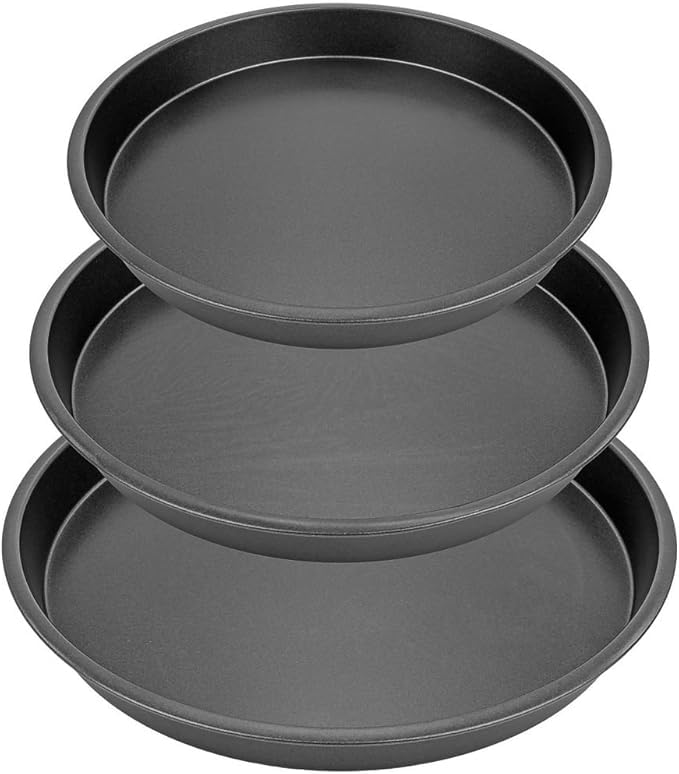 Zipron Pizza Pans 1023114121 Inches Set of 3 Stainless Steel Pizza Pan Black Non Stick Pizza Baking Pans Pizza Oven Pans Tray Round Serving Plate for Pie Cookie Pizza Cake Baking Grilling - Image 4