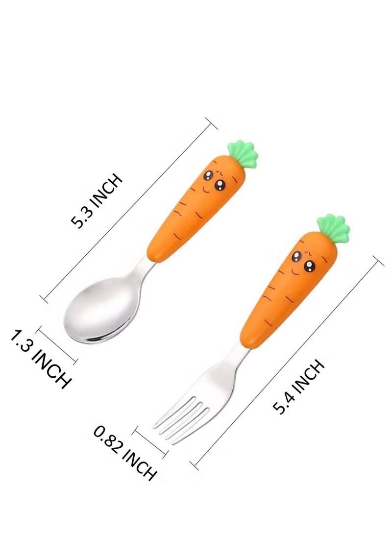 Toddler Utensils with Case - Stainless Steel Self-Feeding Kids Spoons and Forks Set, Travel Cutlery Set for Baby Child Ages 18 Months+  - Image 2