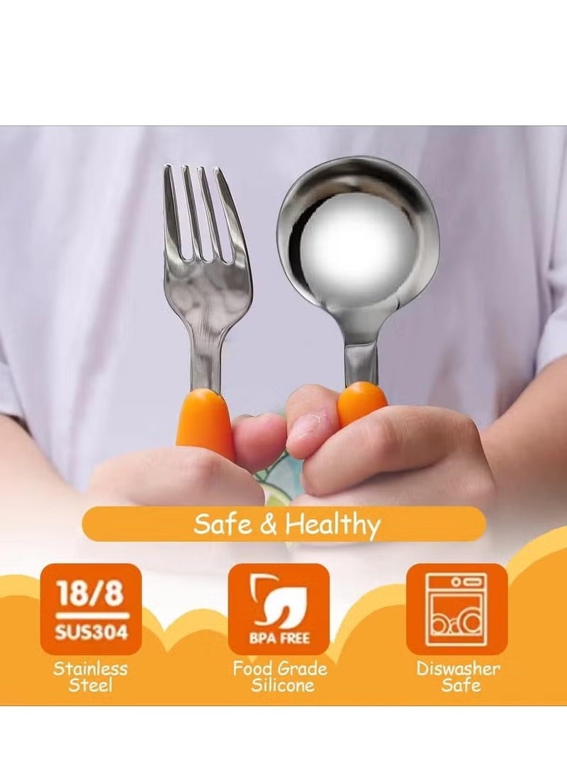 Toddler Utensils with Case - Stainless Steel Self-Feeding Kids Spoons and Forks Set, Travel Cutlery Set for Baby Child Ages 18 Months+  - Image 4