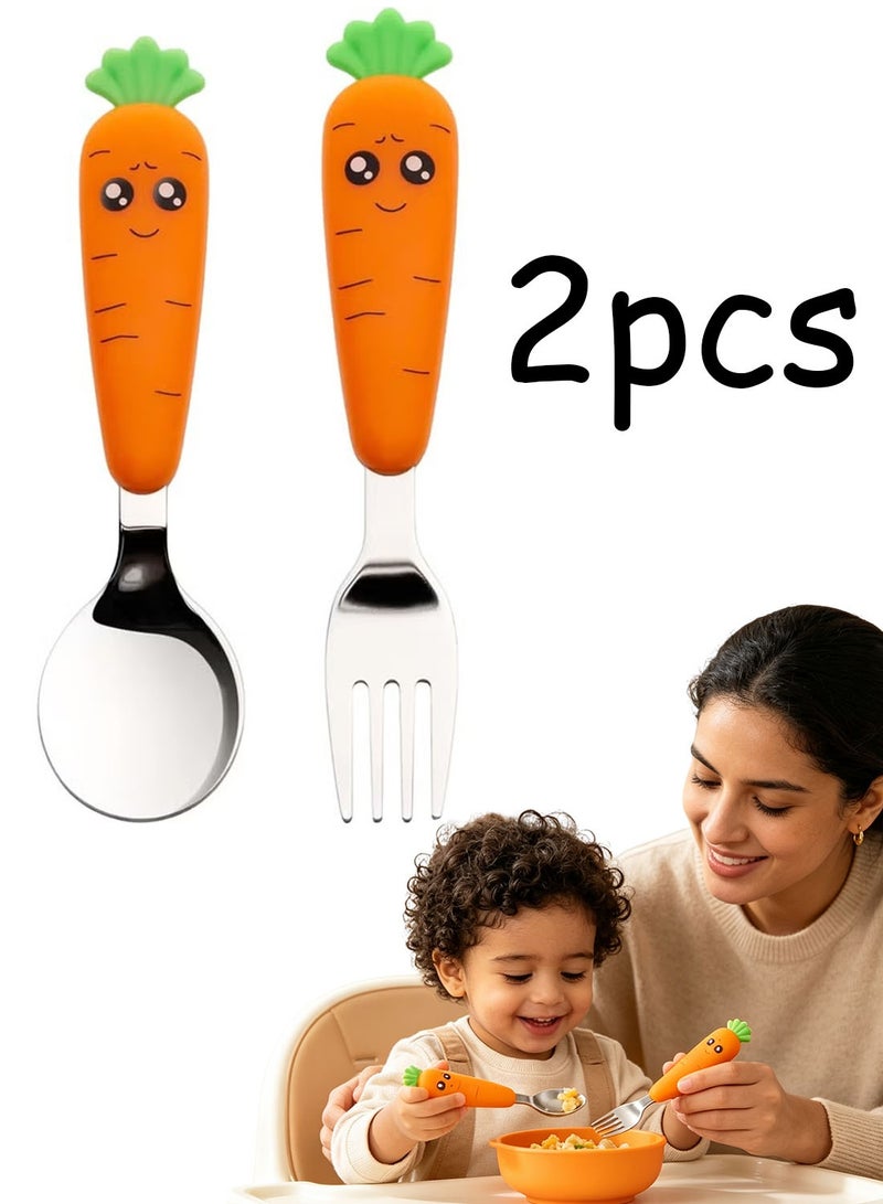 Toddler Utensils with Case - Stainless Steel Self-Feeding Kids Spoons and Forks Set, Travel Cutlery Set for Baby Child Ages 18 Months+ - Image 1