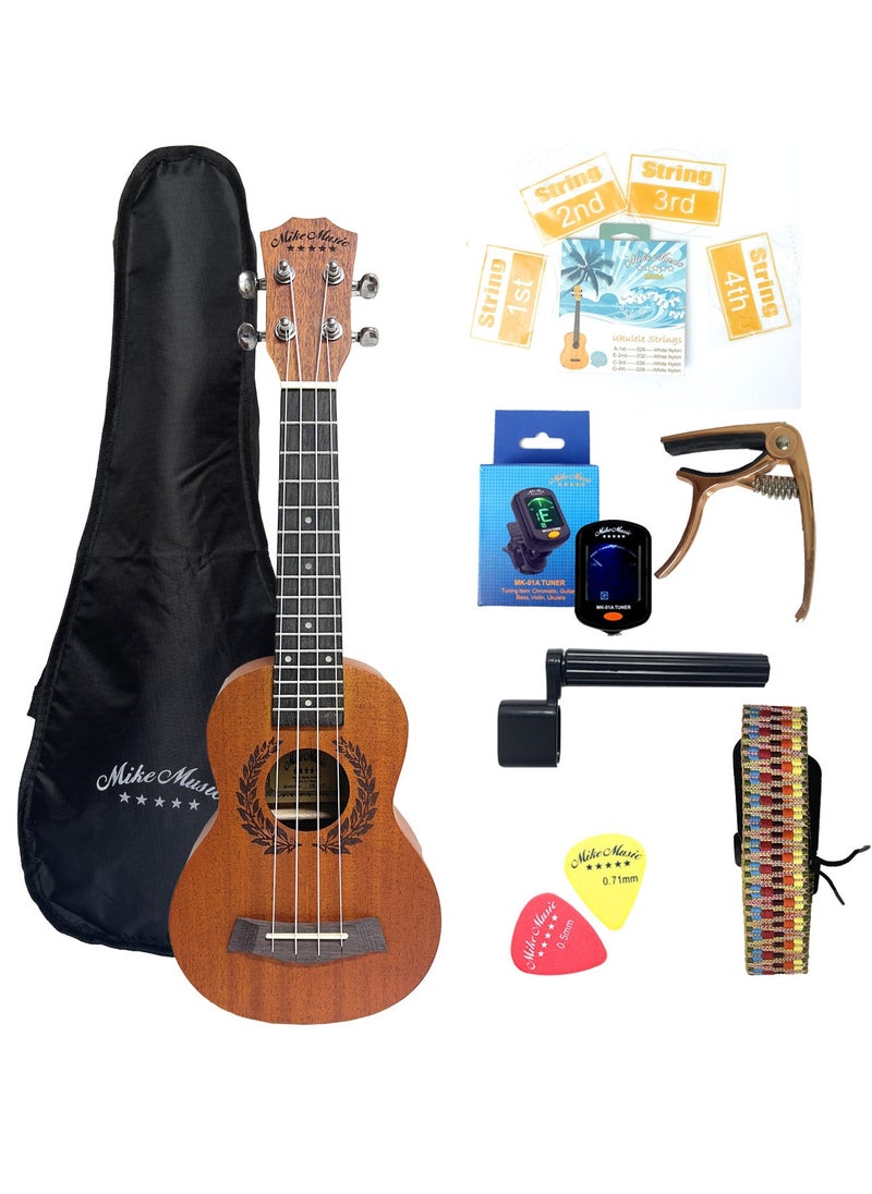 Concert Ukulele Set Beginner Mahogany Wood 21 inches Ukelele Full Kit with Bag,Exquisite Strap,Tuner,Extra Ukulele Nylon String Set,Capo,Tuning Winder,2 Picks - pzsku/Z95028E1FDD746ADCC38AZ/45/_/1708888358/9b073778-1fad-4433-9d85-385e2dc2f17c