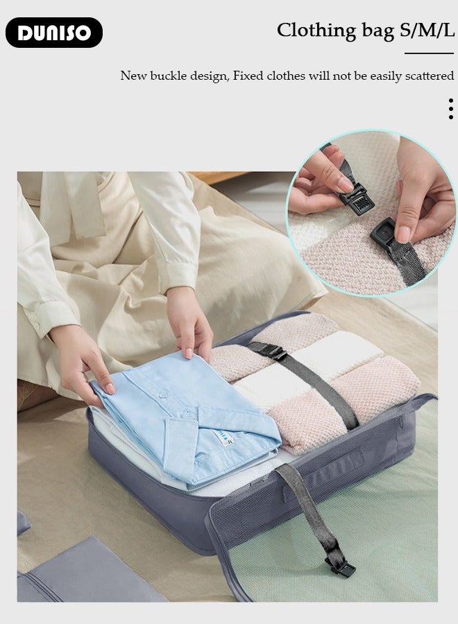 DUNISO 7 PCS Packing Cubes for Suitcases, Travel Storage Bag Set, Travel Luggage Organizer, Multi-Functional Compression Organizer Bags, Clothing Sorting Packages Travel Packing Pouches for Man and Women Travel Essentials  - Image 5