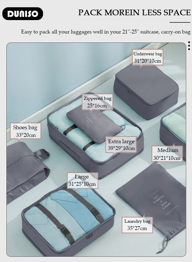 DUNISO 7 PCS Packing Cubes for Suitcases, Travel Storage Bag Set, Travel Luggage Organizer, Multi-Functional Compression Organizer Bags, Clothing Sorting Packages Travel Packing Pouches for Man and Women Travel Essentials  - Image 3