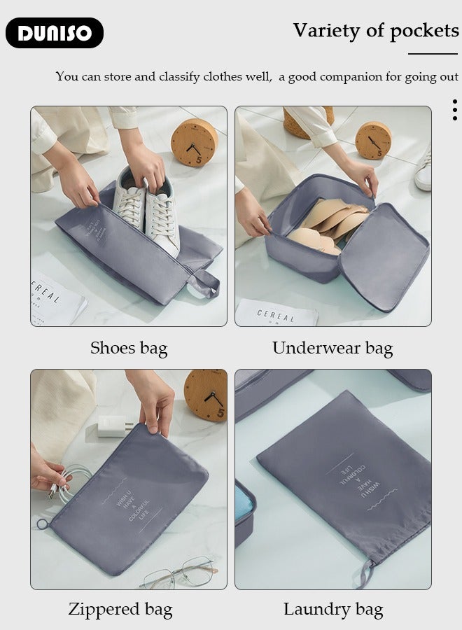 DUNISO 7 PCS Packing Cubes for Suitcases, Travel Storage Bag Set, Travel Luggage Organizer, Multi-Functional Compression Organizer Bags, Clothing Sorting Packages Travel Packing Pouches for Man and Women Travel Essentials  - Image 2