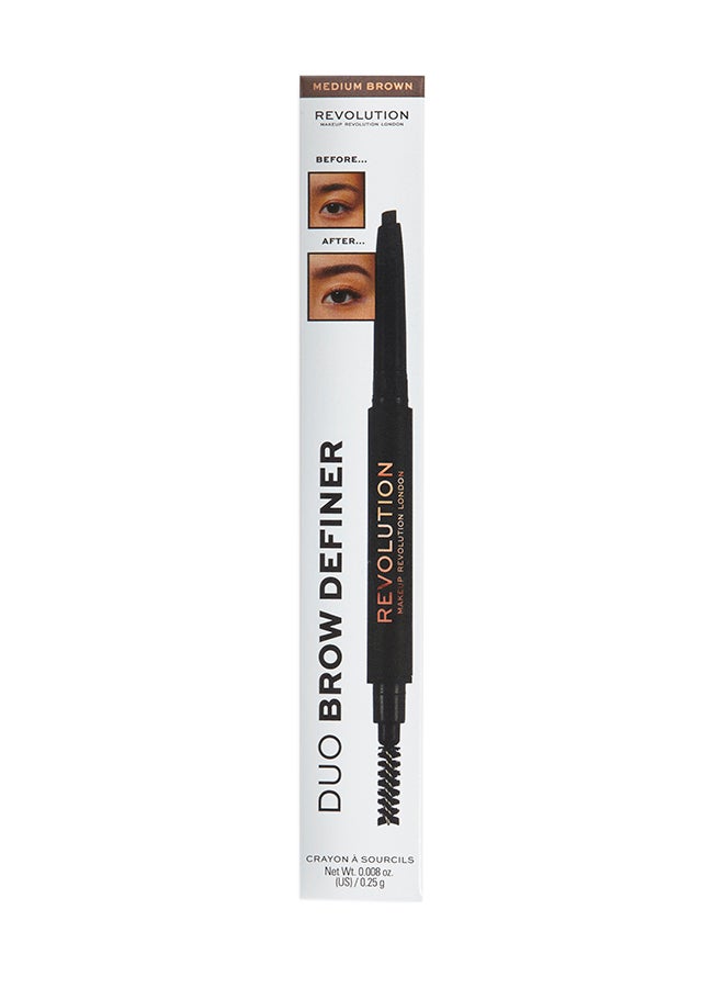 Makeup Revolution Duo Brow Definer Pencil Medium Brown - Image 1